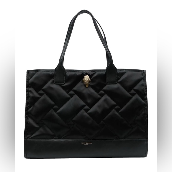 Kurt Geiger Handbags - KURT GEIGER LONDON Black Quilted Recycled Shopper Bag Brass Eagle NWT